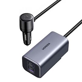 Зарядно за кола с 3xUSB-C и 3xUSB-A изходи за мобилни устройства - Ugreen EC706 4 Port GaN Fast Car Charger 150W With 1m Extension Cable (тъмносив)