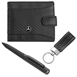 Мъжки комплект химикалка, портфейл и ключодържател Auto Set с логото на Mercedes AS4201