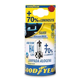 1 брой халогенна крушка H4 Х4 12V 60 / 55W + 70% 3000K E4 Goodyear Гудиър  GDY0301