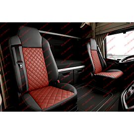 Комплект 1+1 тапицерия от еко кожа за IVECO STRALIS S-WAY 2021 - червено-черно TAP1154R