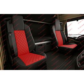 Комплект 1+1 тапицерия от еко кожа за MAN TGX EURO 6 2021+ - червено-черно TAP1151R