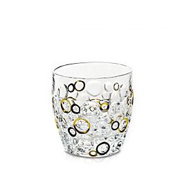 Чаша за уиски Bohemia 1845 Lisboa Gold and Black Circles 350ml, 6 броя