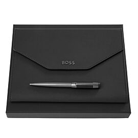 Hugo Boss Комплект химикалка и папка Rive, A5, хром 6110320332