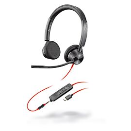 Poly Blackwire 3325 Stereo Microsoft Teams Certified USB-C Слушалки +3.5mm Plug +USB-C/A Adapter 8X222AA