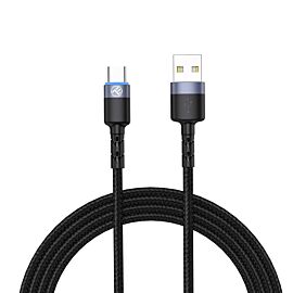 TELLUR Data кабел, USB to Type-C, LED, Nylon braided, 1.2m, black TLL155363