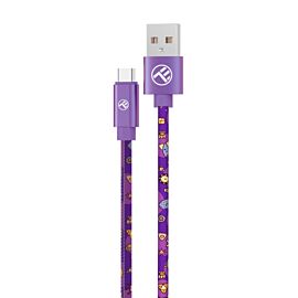 Tellur Graffiti кабел за данни, USB-A - USB-C, 3A, 1 м, лилав TLL155641