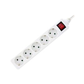 Разклонител с ключ Xmart GNB-05K, 5 гнезда, 1.5 м, Бял